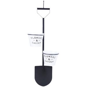 Black Flower & Plant Pot Hanging Stand with Hooks