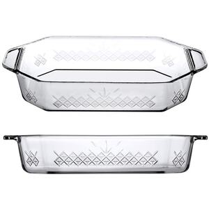 Pasabahce Glass Rectangular Serving Tray with Handles - Clear