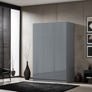 Stora 3 Door Slow Close Triple Wardrobe High Gloss Grey