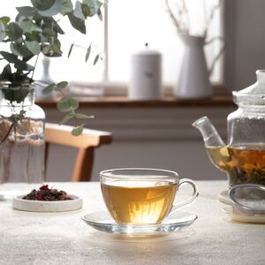 225ml Glass Cups & Saucers Tea Coffee Espresso Cappuccino Cafe Drinkware
