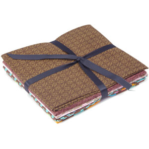 Brown Dots and Floral Themed Cotton Fat Quarter Bundle (5 pack)