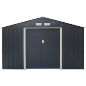 Rowlinson Trentvale 10x12 Metal Apex Shed Dark Grey with Foundation Kit