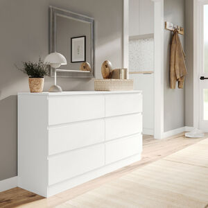 White Carcass 6 Drawer Wooden Chest Of Drawers