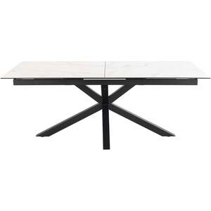 Perth Extendable Dining Table 200cm Marble Effect Ceramic Top Metal Cross Base