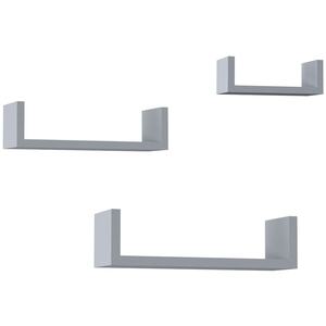 Set of 3 U-Shaped Floating Wall-Mounted Shelves - White