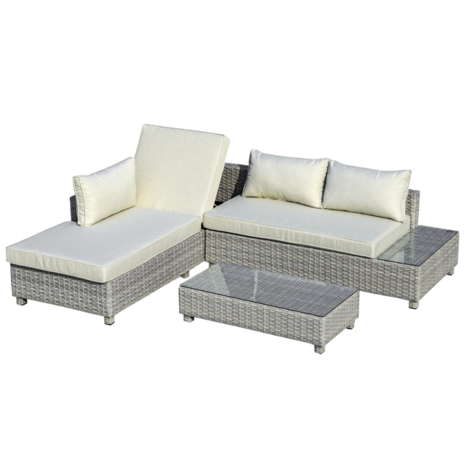 Rio Rattan Corner Sofa Set - Grey
