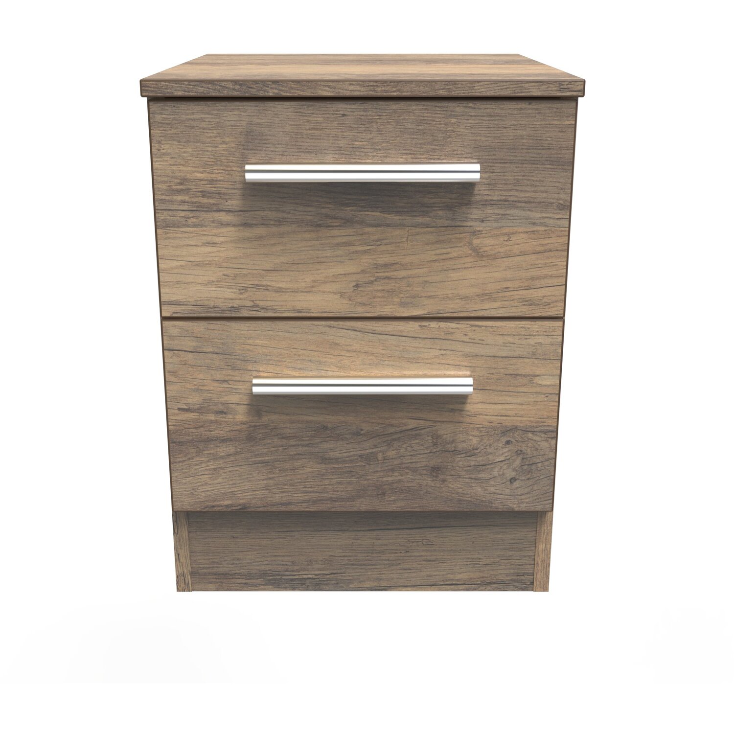 Contrast Ready Assembled 2 Drawer Bedside - Vintage Oak