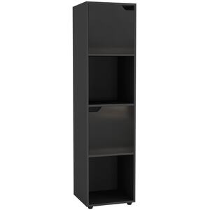 4 -Cube Tall Shelving Unit With Wooden Doors - Black