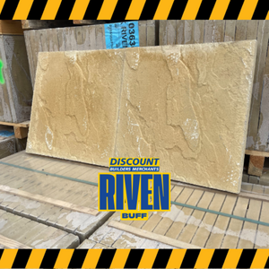 Riven Peak Paving slab 4m² (450mm x 450mm) Pack of 20 Buff