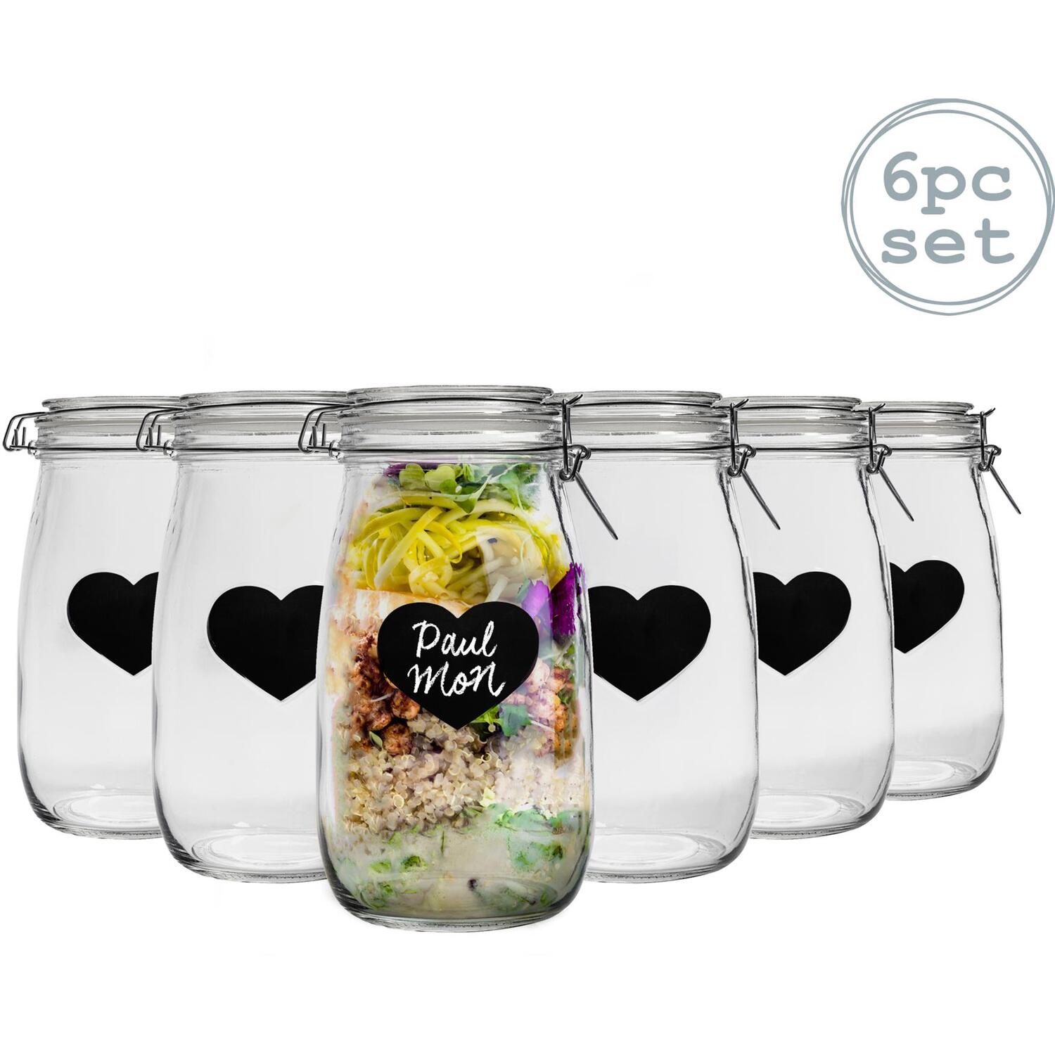 Image of 1.5 Litre Heart Glass Storage Jars&hellip;