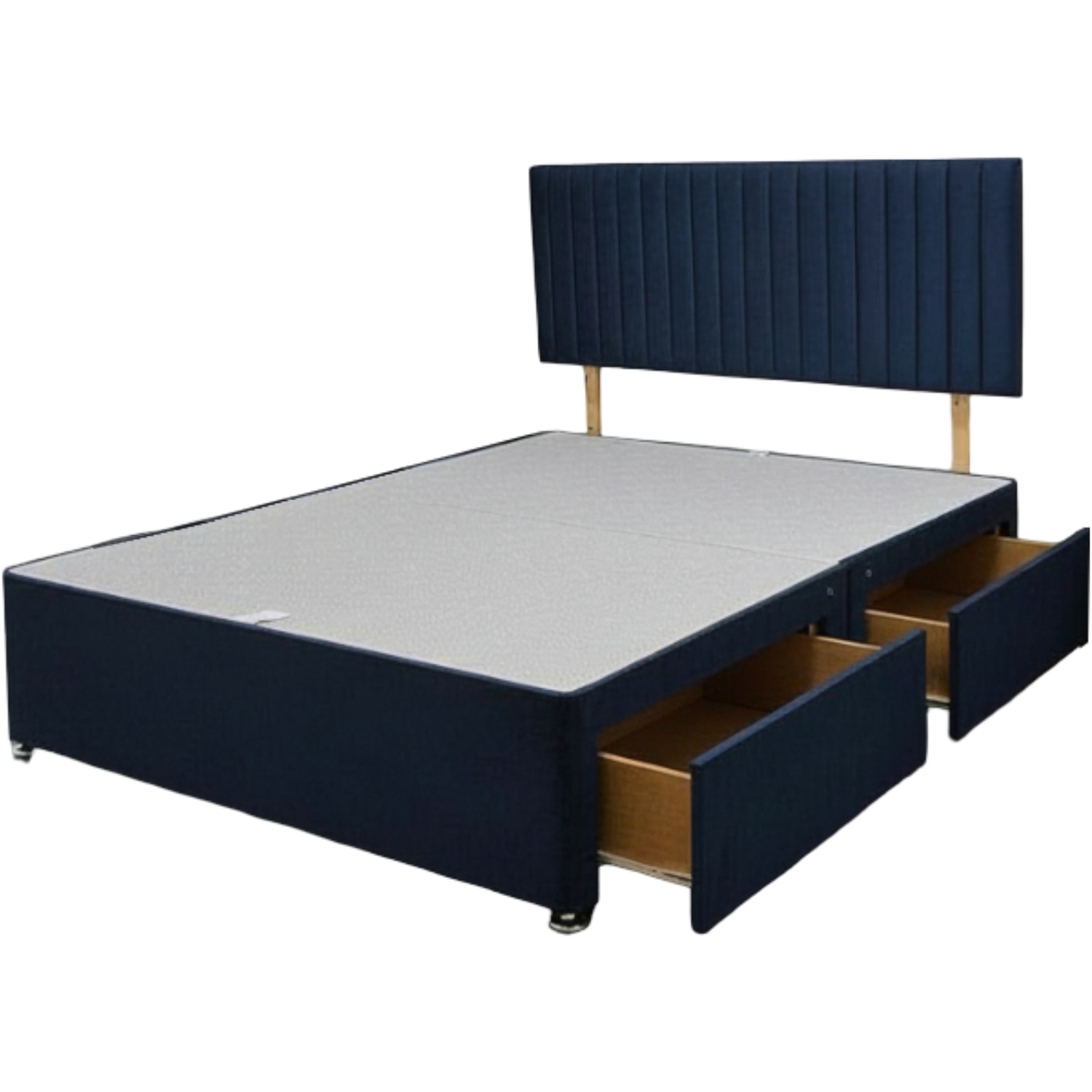 Emily Divan Bed Base 2 Drawers And Headboard - Navy King