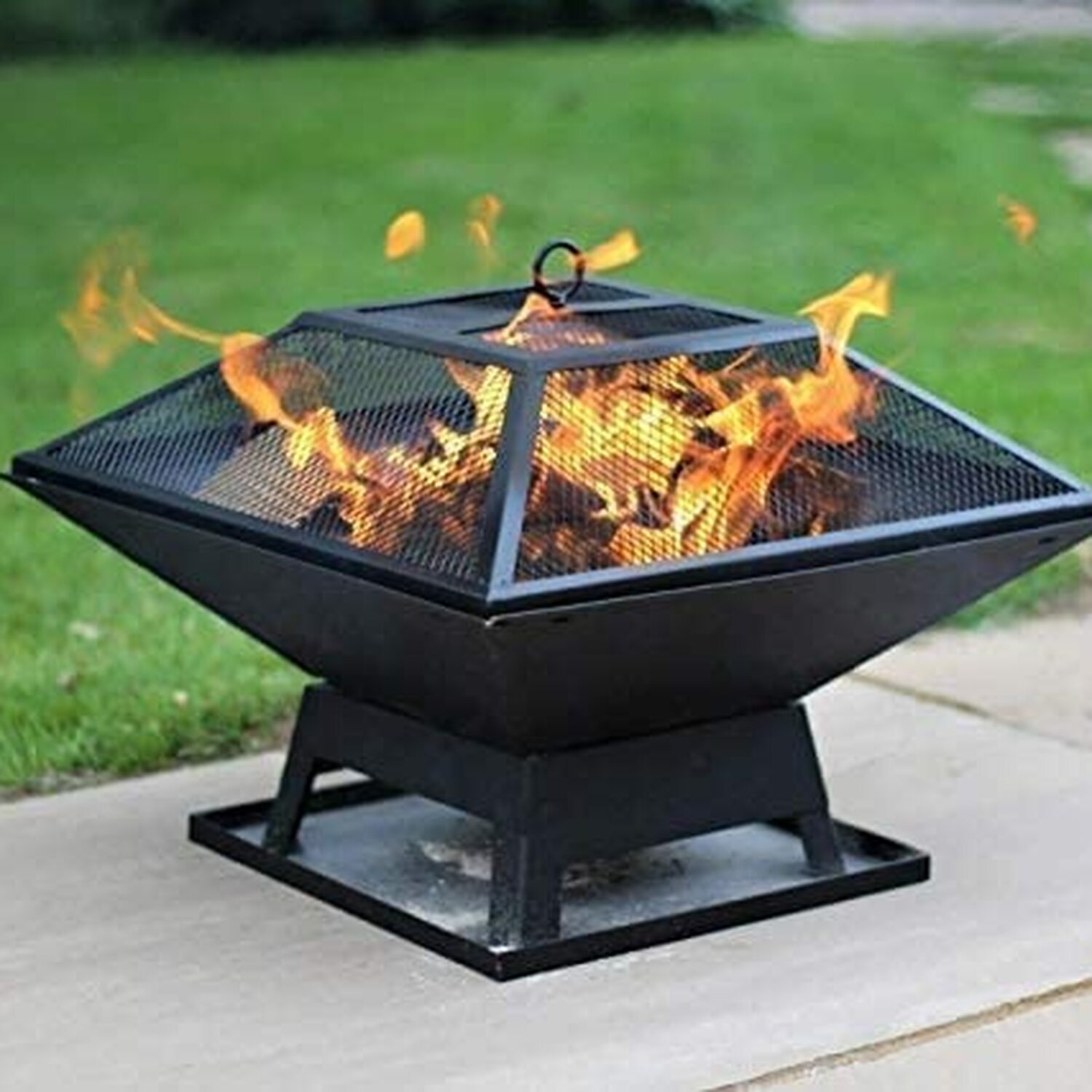 Square Fire Pit Bbq Grill - Black