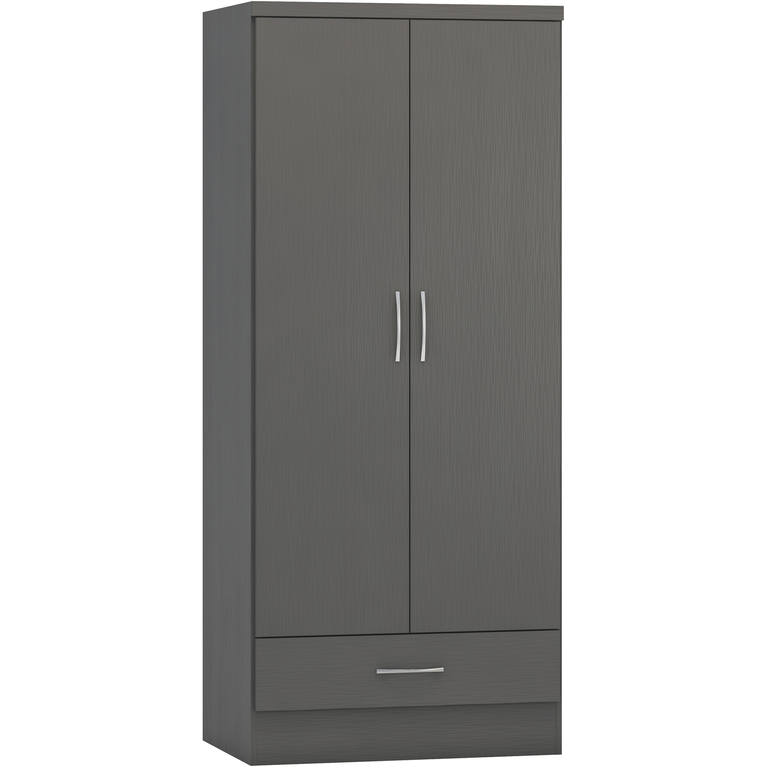 Nevada 2 Door 1 Drawer Wardrobe  - Grey 3D