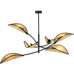 CGC Lotus 6 Black Rattan Ceiling Light