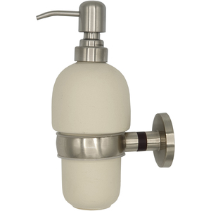 Bisk Grip  Liquid Soap Ceramics Dispenser Solid Wood and Zamak Wall Mounted