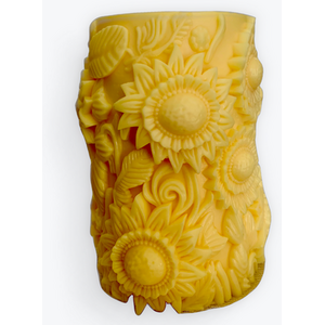 Vanilla Scented Sunflower Shaped Organic Wax Pillar Candle