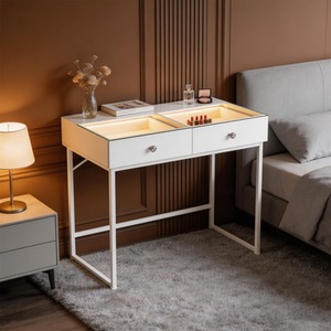 Dressing Table with Lights and 2 Drawers Hollywood Makeup Vanity Desk