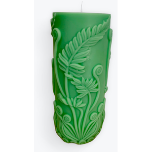 Fern Scented Frond-Shaped Organic Wax Pillar Candle