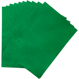Pack of 10 A4 Green Coloured Felt 180gsm Sheets