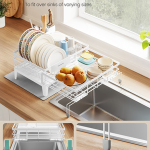 Dish Drying Rack, Expandable Dish Drainer, Water-Absorbent Silicon