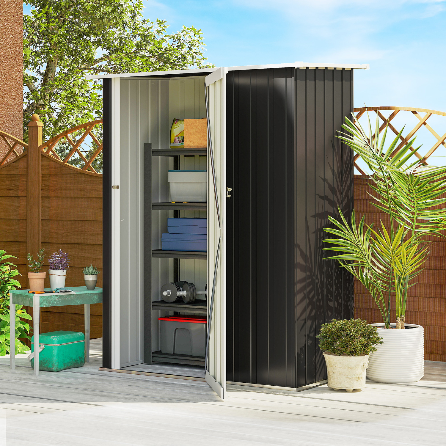 Outsunny Outdoor Storage Shed - Grey