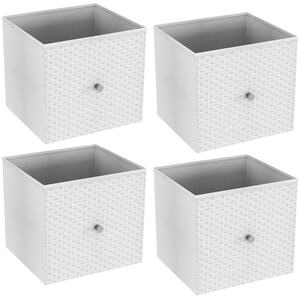 Foldable Woven Effect Fabric Cube Storage Box with Handle - Pastel Green - Set of 6