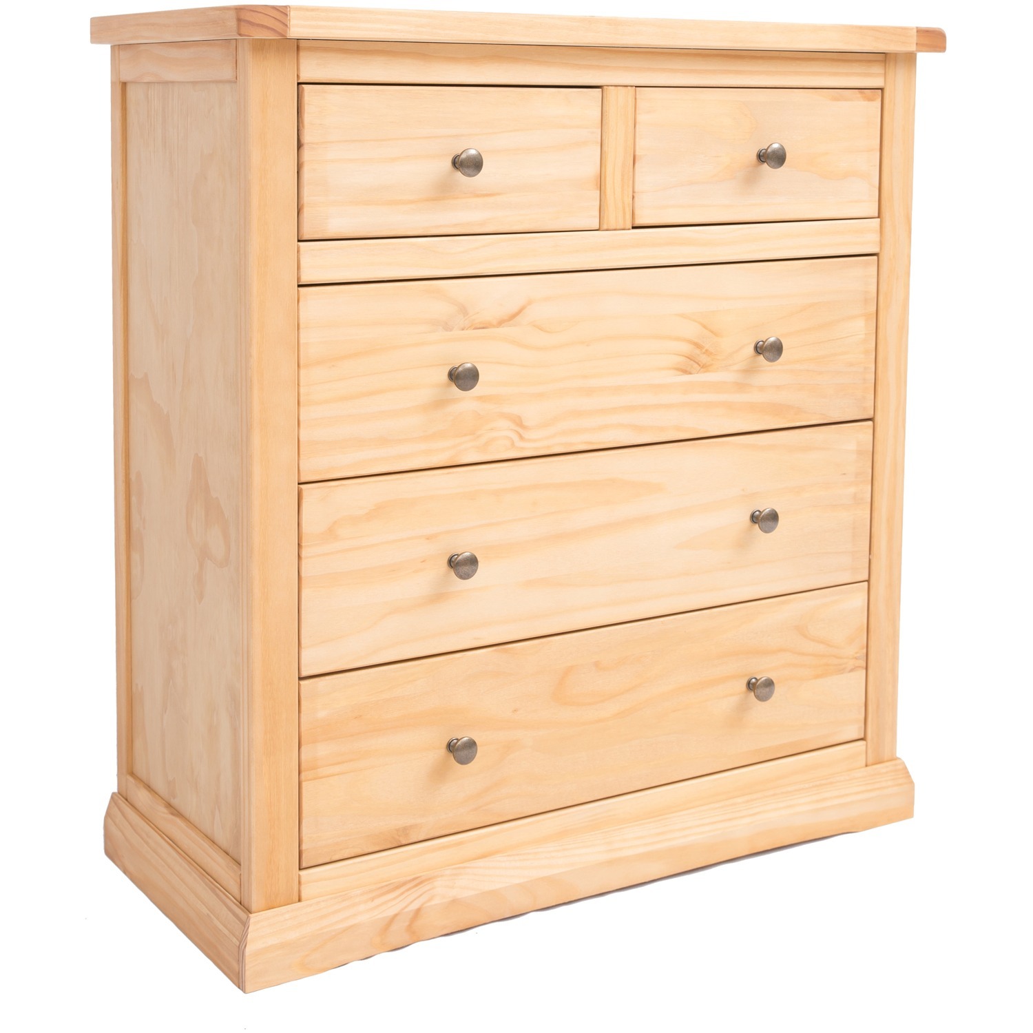 Lucca 2 over 3 Drawer Chest - Grey / Brass