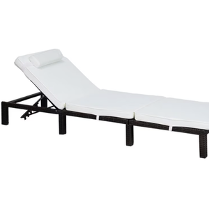 Rattan Sun Lounger For Garden Reclining Deck Chair With Cushion