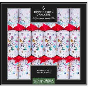 Pack of 6 Rainbow and Snowflakes Christmas Crackers with Gifts