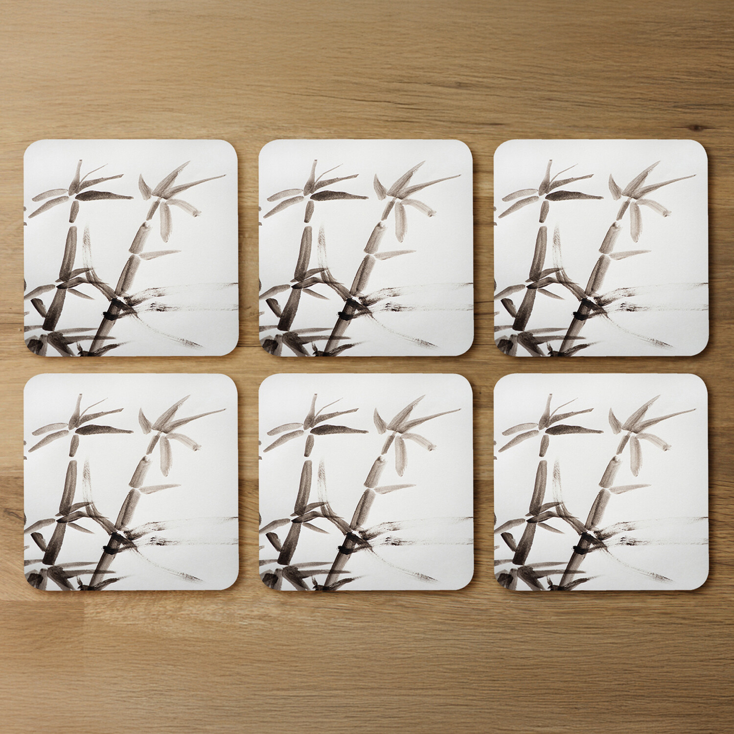 Japanese painting of bamboo Designer Coaster Set - White