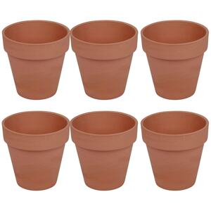 Medium Terracotta Plant Pots with Drainage Hole - Set of 6