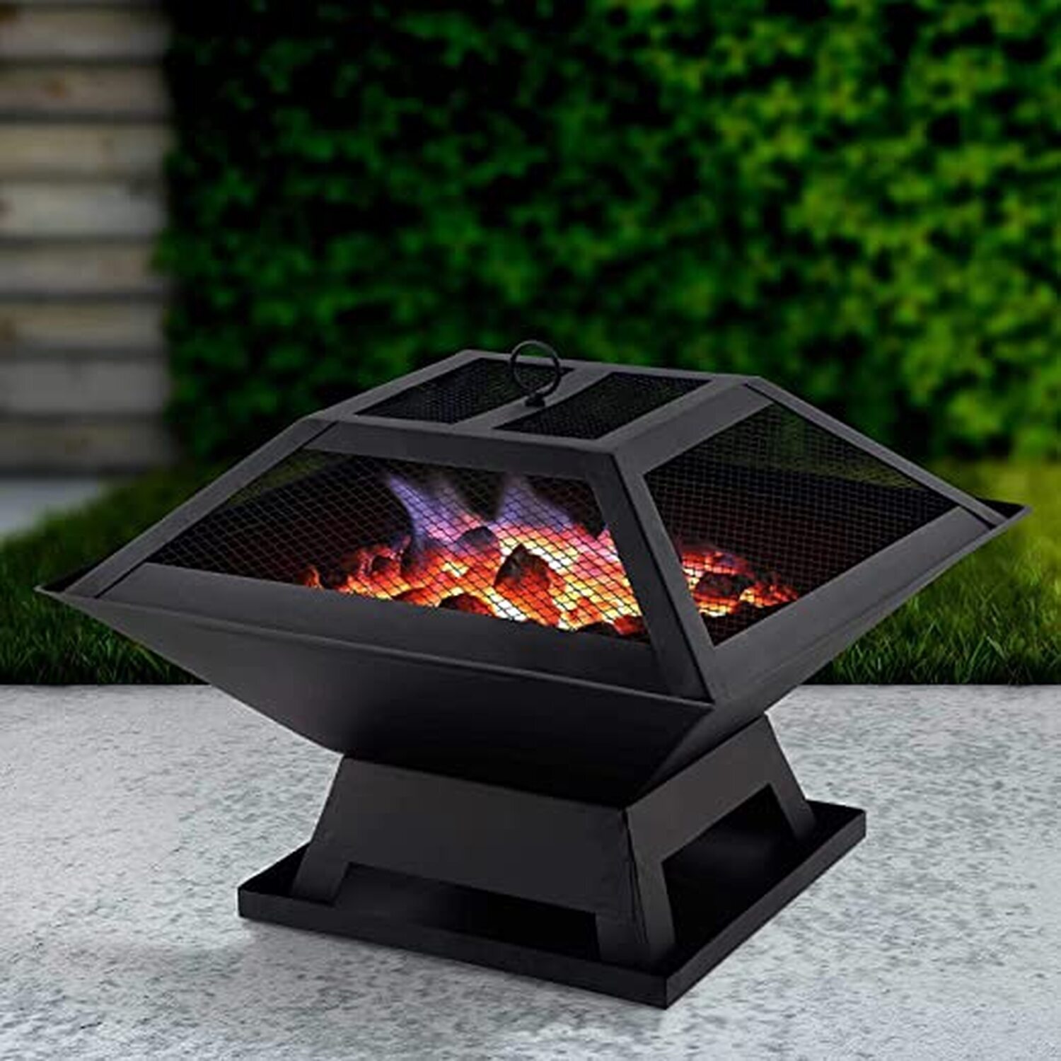 Square Fire Pit Bbq Grill - Black