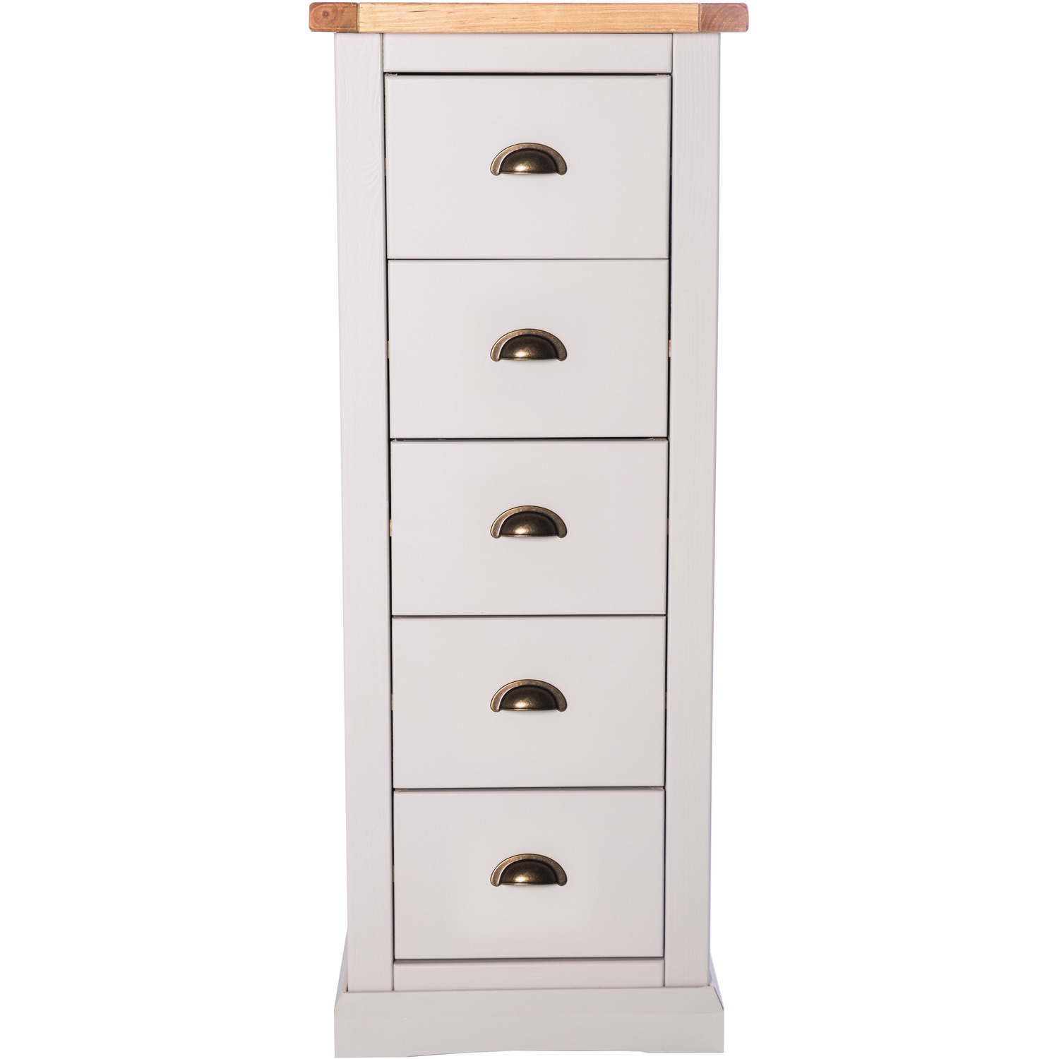 Loreo 5 Drawer Narrow Chest - Grey / Brass