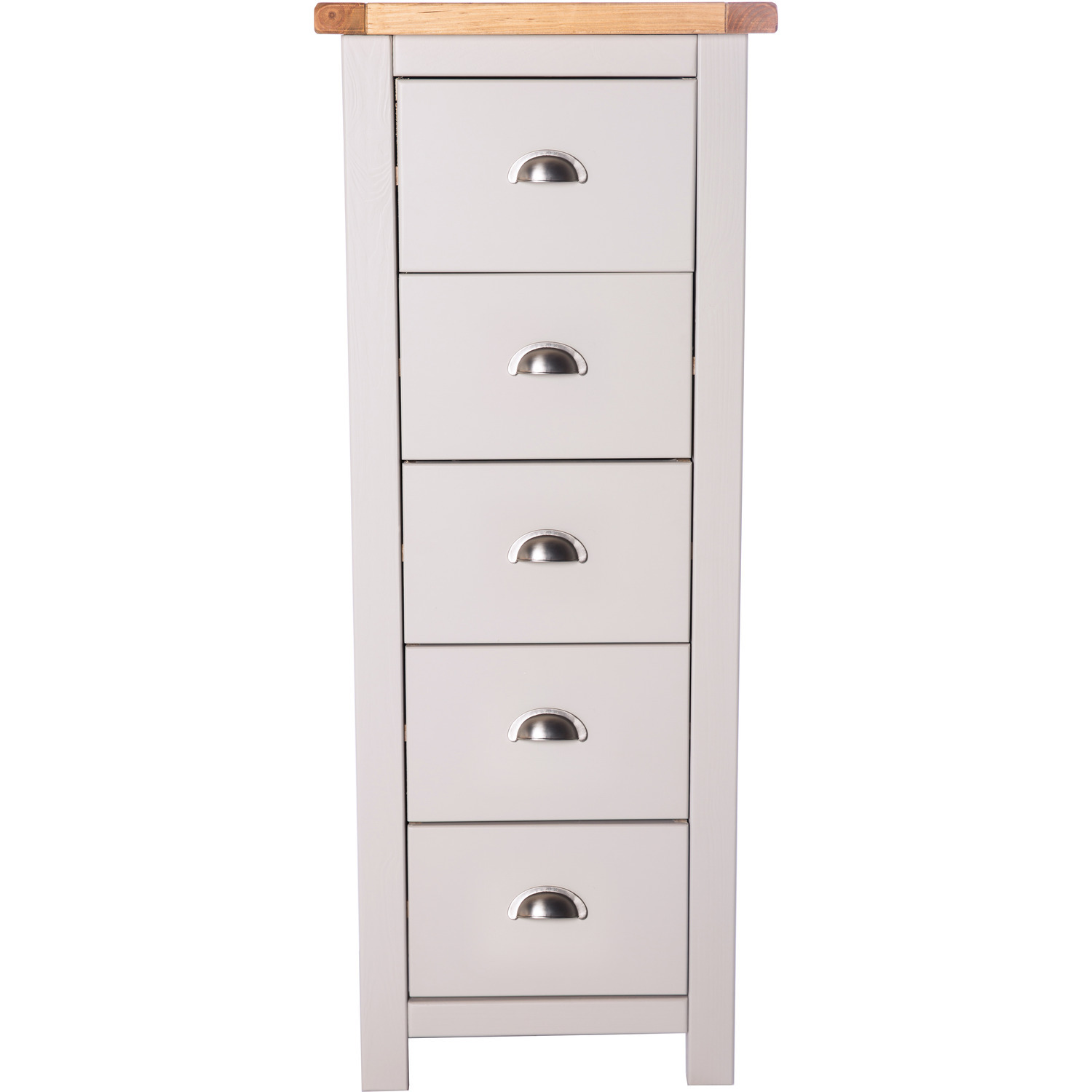 Argenta 5 Drawer Narrow Chest - Grey / Chrome