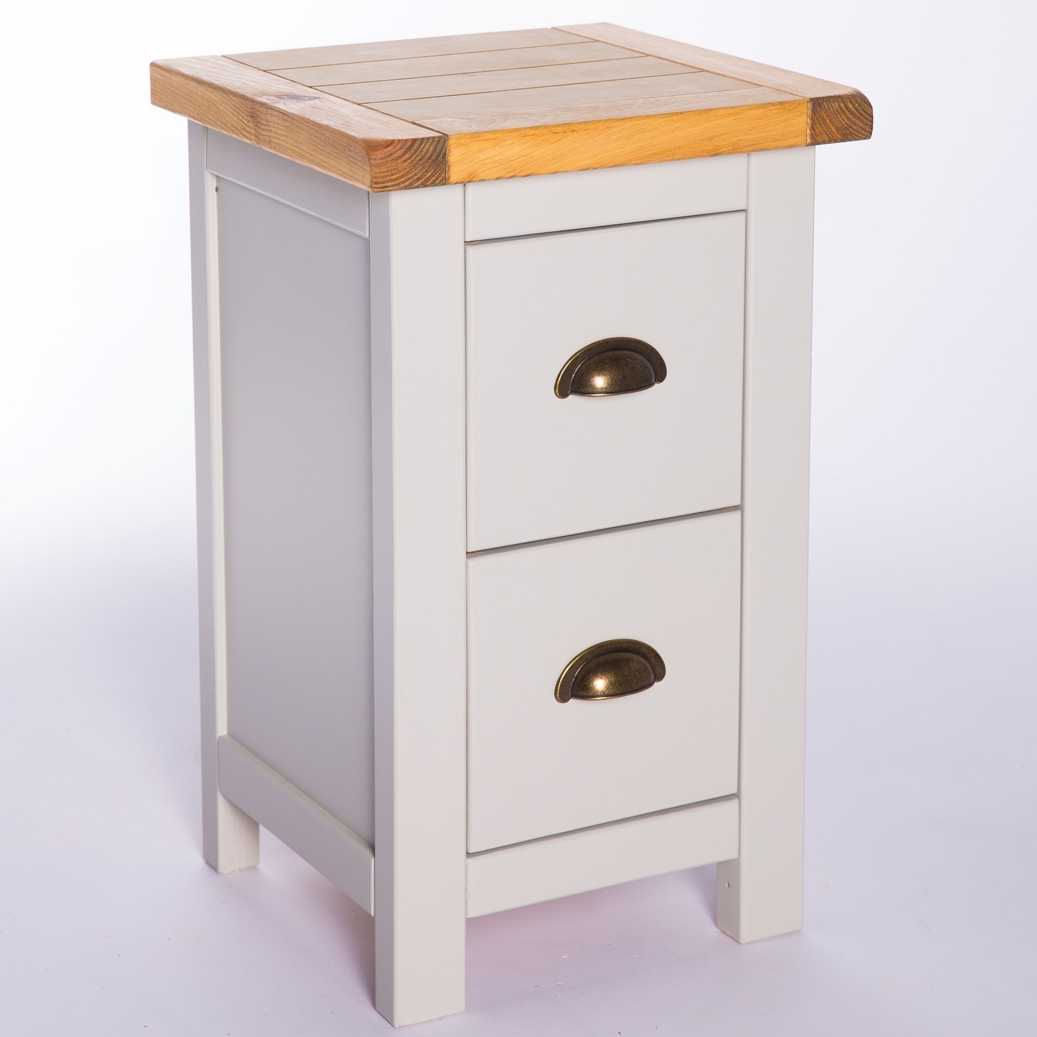 Argenta 2 Drawer Petite Bedside Cabinet - Grey / Brass Cup