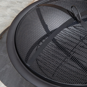 43cm Black Steel Outdoor Garden El Clasico Firepit with Fire Poker
