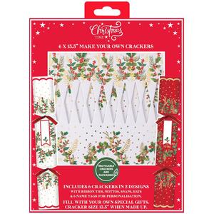 Pack of 6 Make Your Own Personalised Christmas Crackers - Foliage