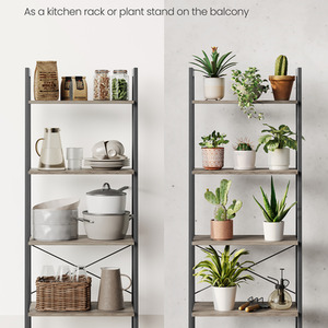 Ladder Shelf, 4-Tier Bookshelf, Free Standing Storage Shelves