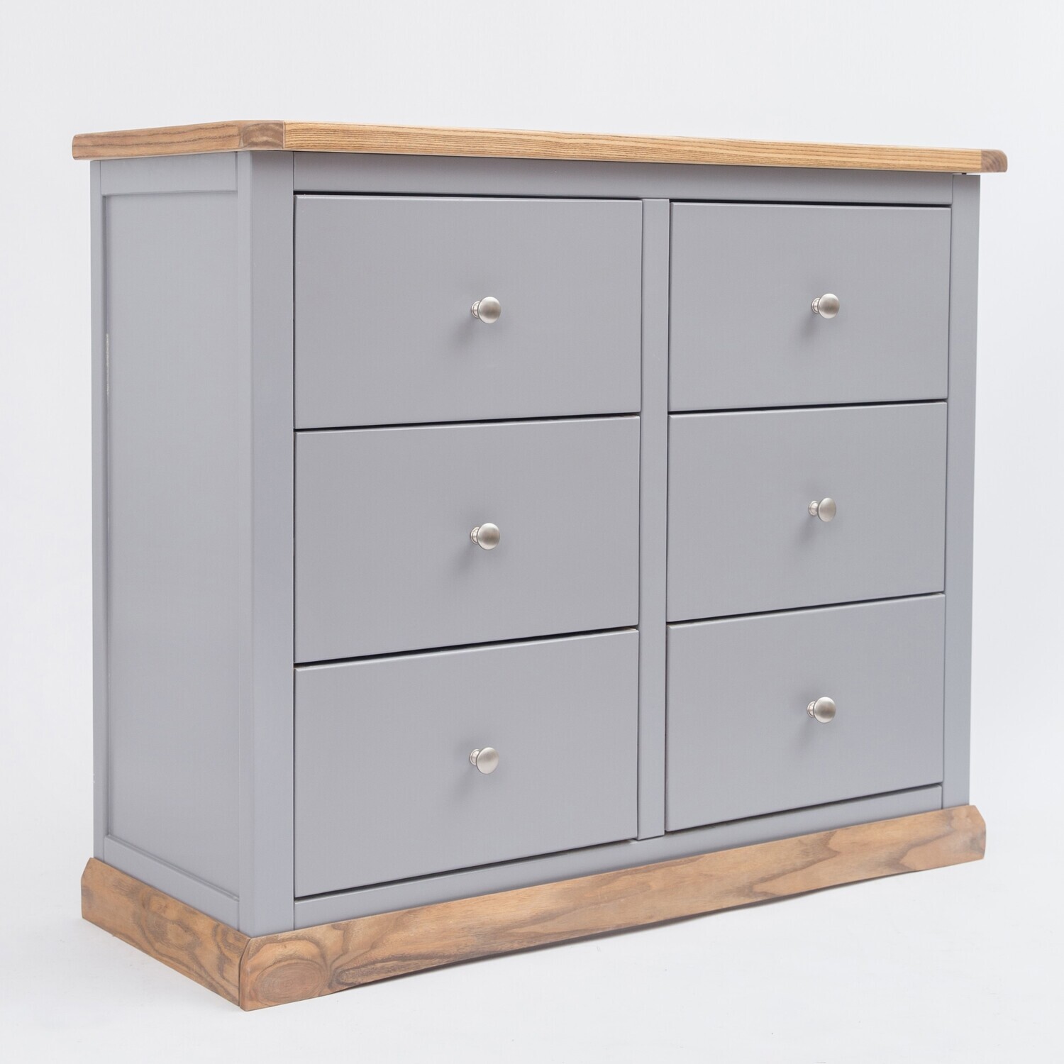 Biccari 3 over 3 Drawer Chest - Grey / MDF, Plywood, Pine