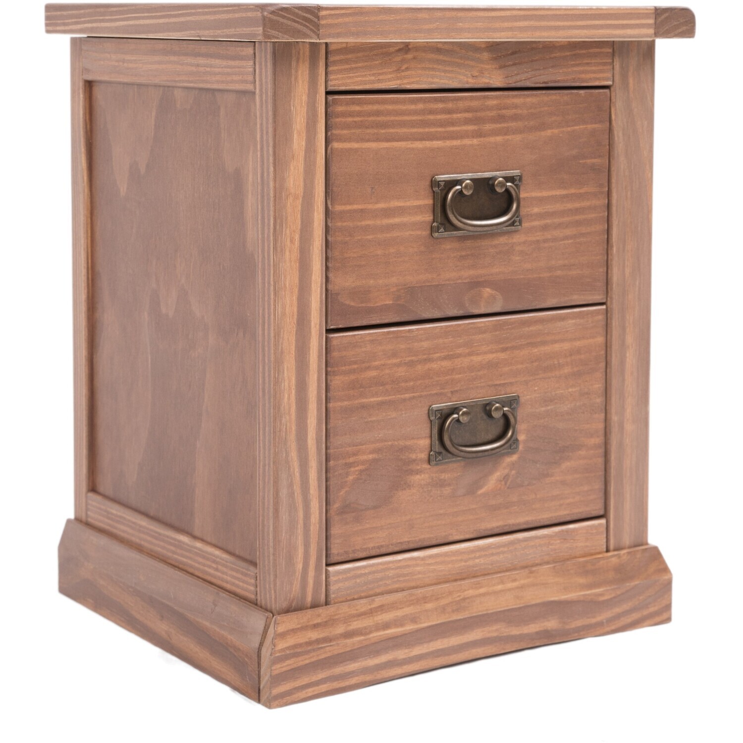 Cabinet Bits Tirolo 2 Drawer Bedside Cabinet - Brown / Brass Drop