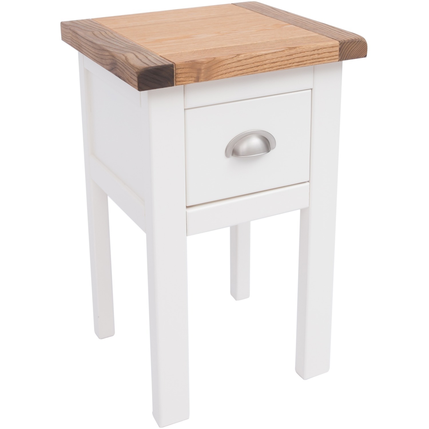 Lovere 1 Drawer Bedside Table - Off White / Satin Chrome