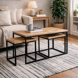 Toivakka Set of 3 Reclaimed Wood Nesting Coffee Tables