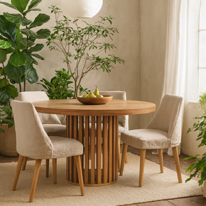 Verona Round Mango Wood Dining Table ish Matt Finish