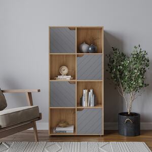 8-Cube Shelving Unit With Line Doors - Grey