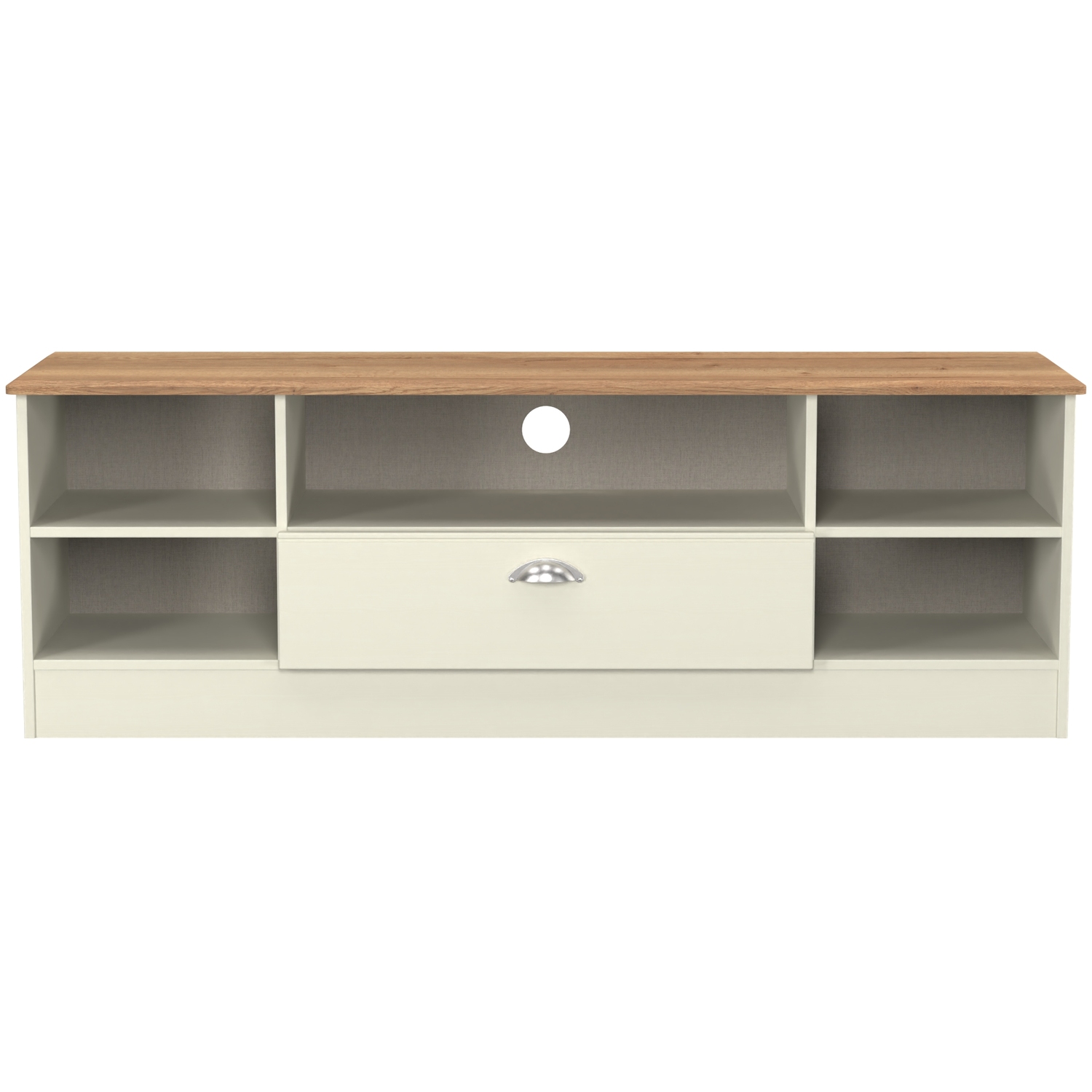 Victoria Ready Assembled Wide 1 Drawer Tv Media Unit - Cream Ash Riviera Oak