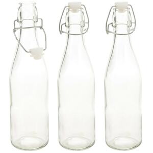 1L Clear Glass Swing Top Lid Bottle Set of 12
