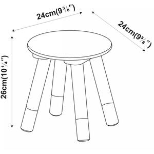 Kids Wooden Round Stool Chair for Toddlers & Nursery - Grey - Set of 2