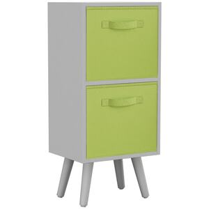 White 2-Tier 2-Drawer Cube Shelving Unit with Scandinavian Legs