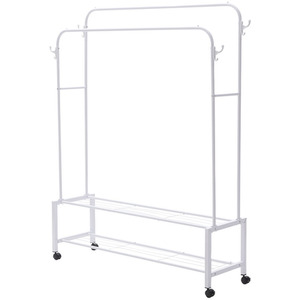 Double Rod Clothing Rack with Wheels