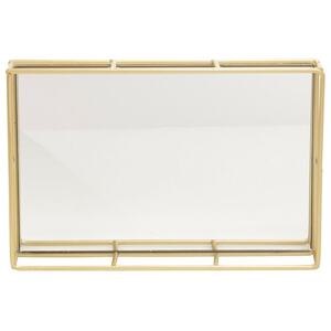 2-PC Metal Gold Rectangle Mirror Tray